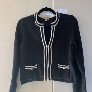 J. Crew Black Cardigan with Cream Trim